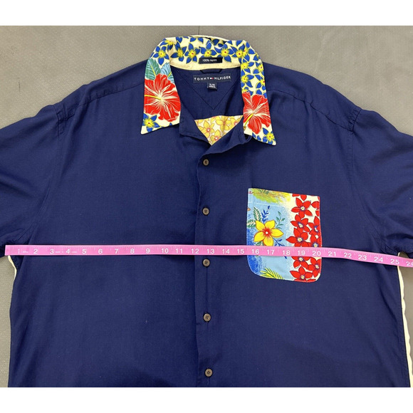 Tommy Hilfiger The Hawaiian Islands Shirt Mens XL Navy Blue Tropical Aloha FS - Picture 9 of 14